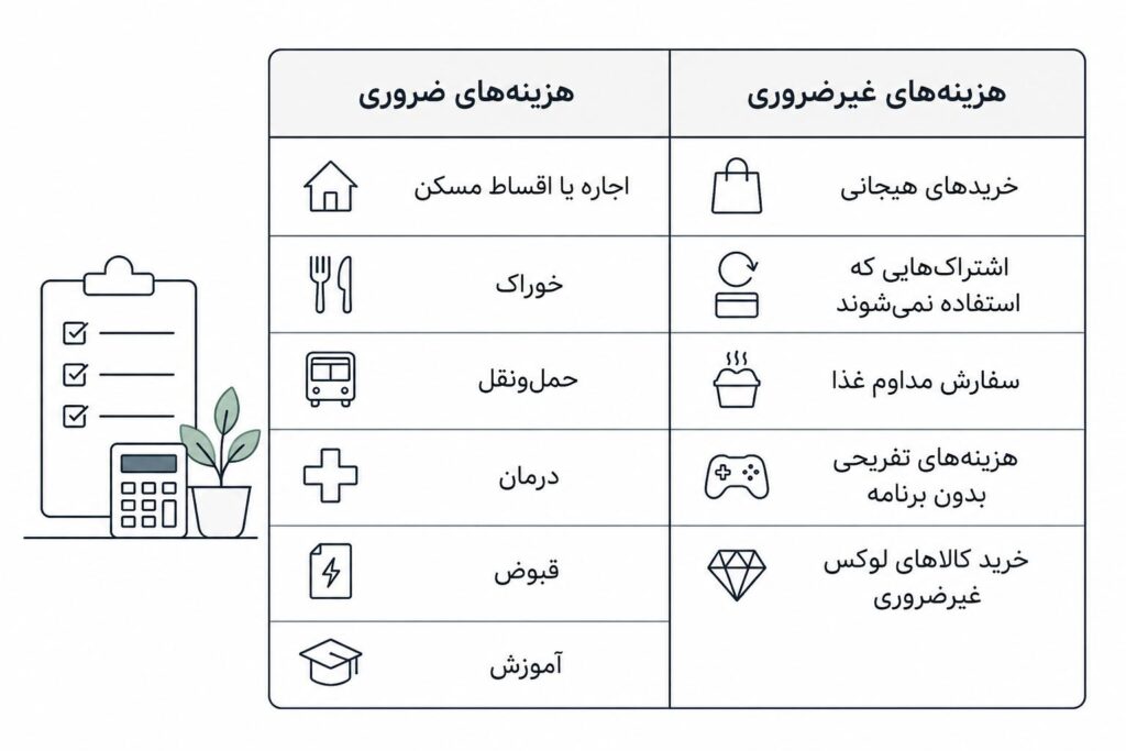انواع هزینه های شخصی